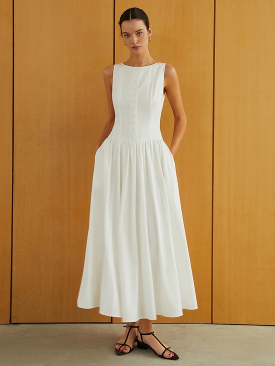 Commense Dresses & Skirts - Commense White Sleeveless Maxi Dress